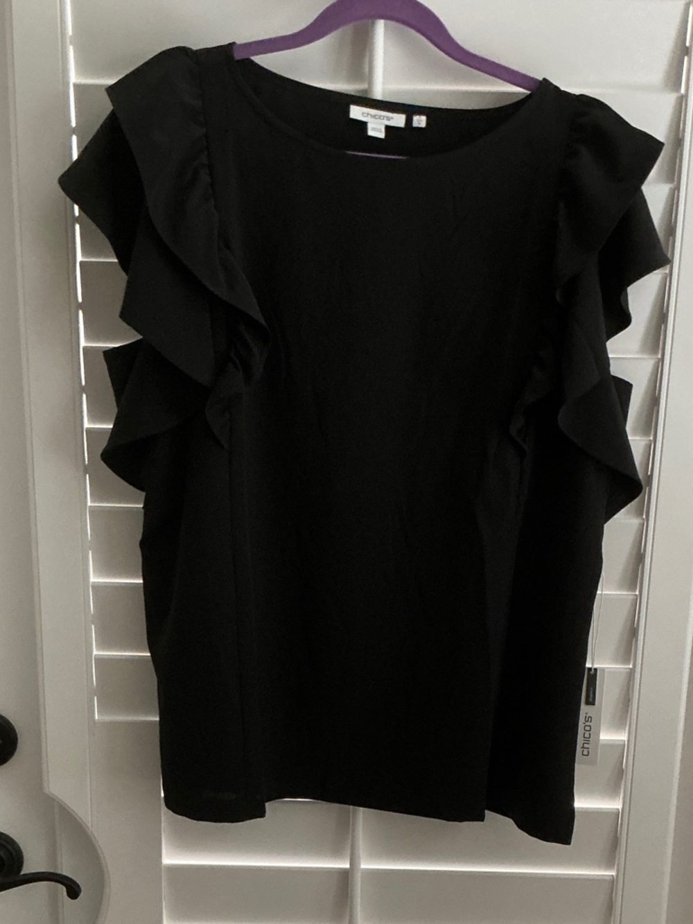Chico's Black Ruffle Sleeve Blouse